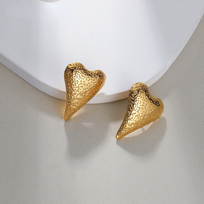 1 paire de boucles d&#39;oreilles à tige rétro en acier inoxydable plaqué or 18 carats pour femme, série Simple Image3