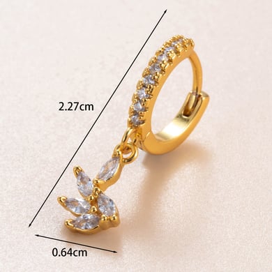 1 paar Daily Plant Copper Geen platingmateriaal Zircon Dames Oorstekers h5 Afbeelding3