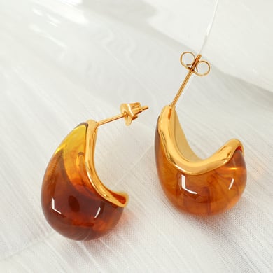 1 Pair Simple Series Retro Droplet Stainless Steel 18K Gold Plated Women Drop Earrings h5 Picture6