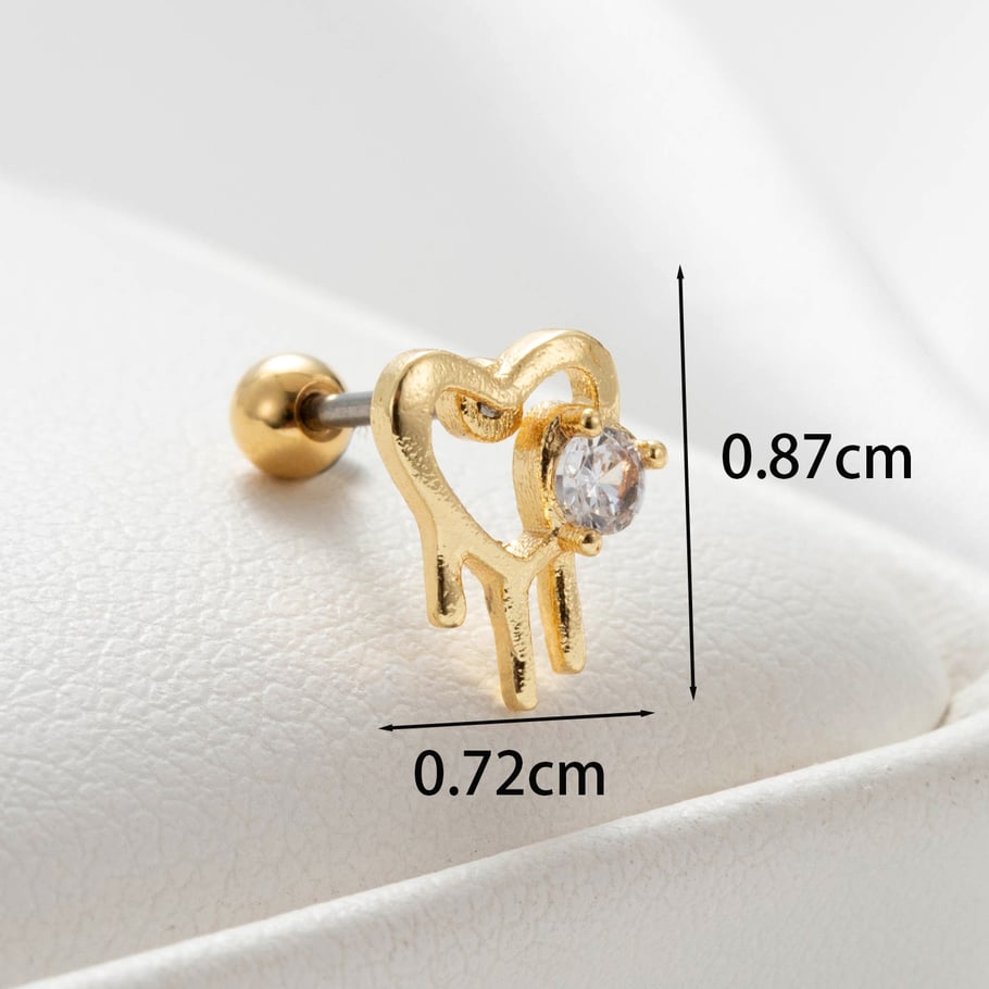 1 Pair Simple Series Simple Heart Copper No Plating Material Zircon Women Stud Earrings Picture5