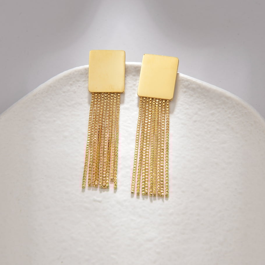 1 paire de boucles d&#39;oreilles à tige pour femme, série Simple, pompon classique, en acier inoxydable plaqué or 18 carats Image3