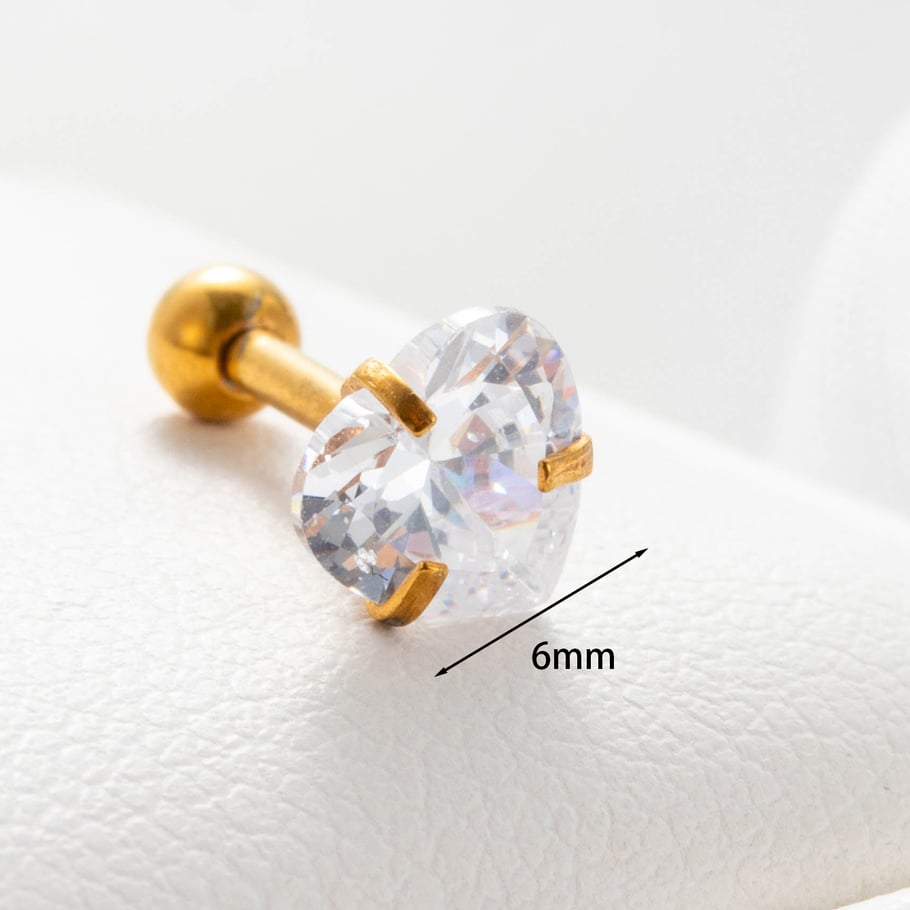 1 Pair Simple Series Simple Heart Titanium Steel No Plating Material Zircon Women Stud Earrings Picture5