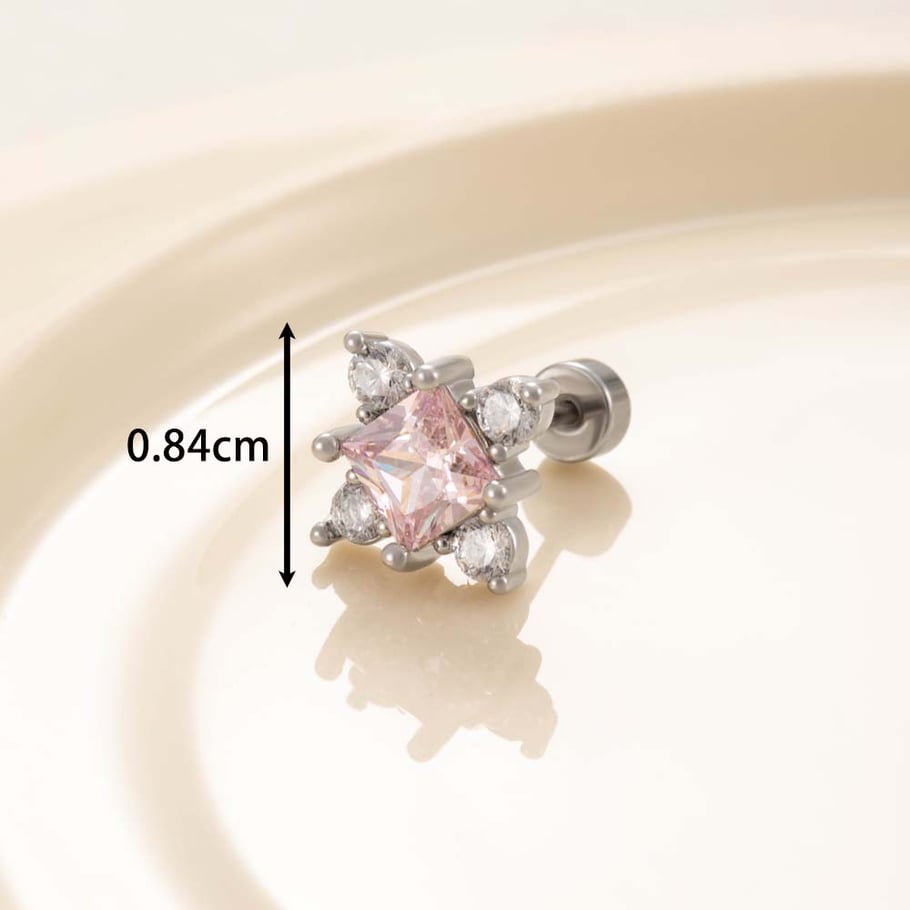 1 Pair Simple Series Simple Geometric Titanium Steel No Plating Material Zircon Women Stud Earrings Picture6