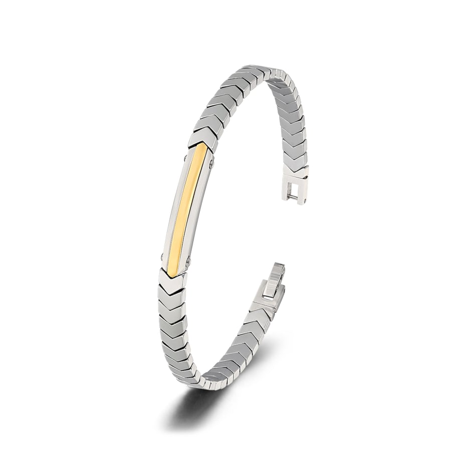 1 Paar einfache geometrische Edelstahl-Herrenarmbänder der Simple-Serie Bild4