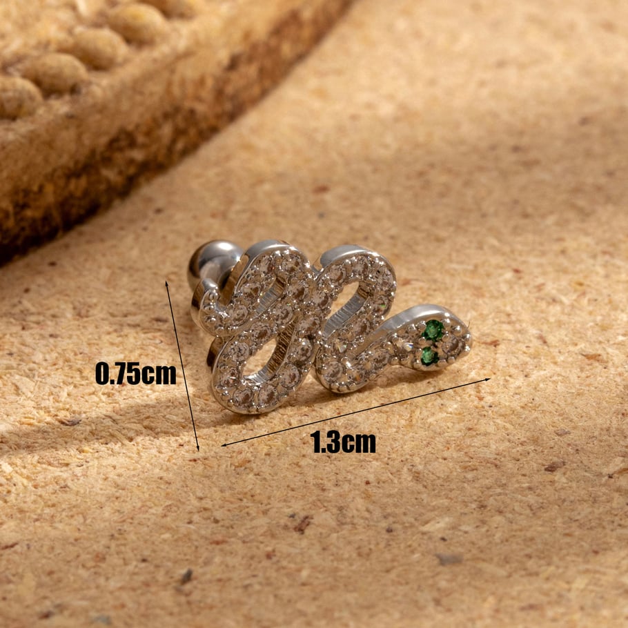 1 par de pendientes de botón de circonita para mujer, serie simple, clásicos, de cobre, sin chapado, con diseño de animales Imagen5