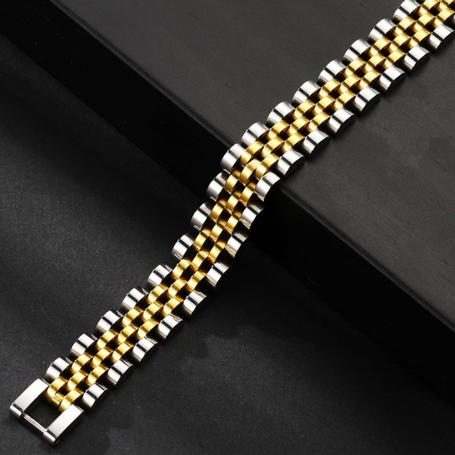 1 Paar Simple Series Klassische geometrische Herrenarmbänder aus Edelstahl Bild4