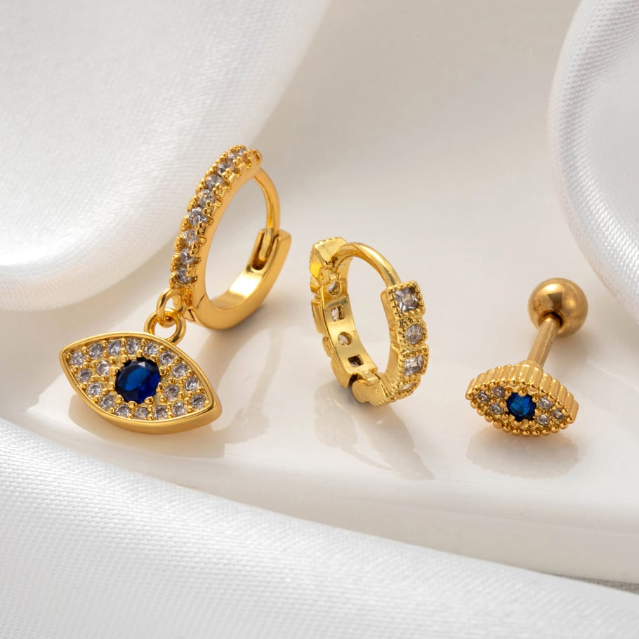 1 Pair Simple Series Classic Eye Copper No Plating Material Zircon Women Stud Earrings Picture3