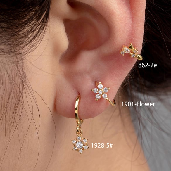 1 Paar Simple Series Simple Flower Kupfer Kein Beschichtungsmaterial Zirkon Damen Ohrstecker 2