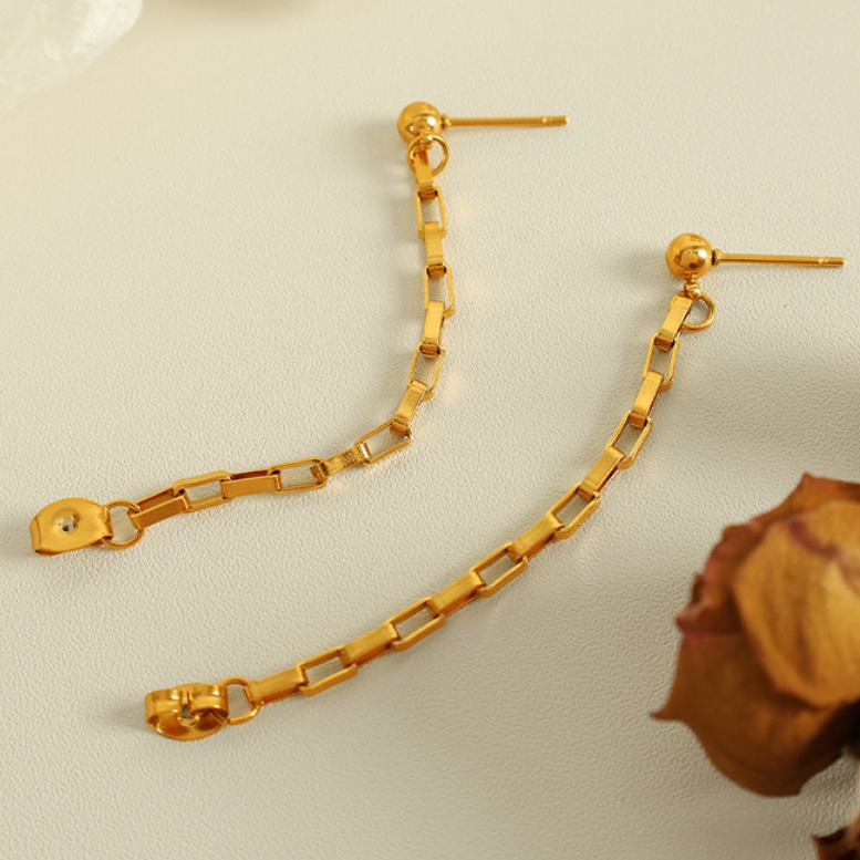 1 Pair Simple Series Simple Tassel Stainless Steel 18K Gold Plated Women Drop Earrings Picture6