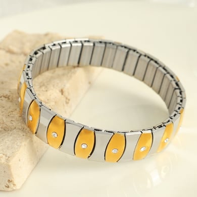 1 Stück Simple Series Punk Patchwork Edelstahl 18 Karat vergoldet Damen Kettenarmbänder h5 Bild8