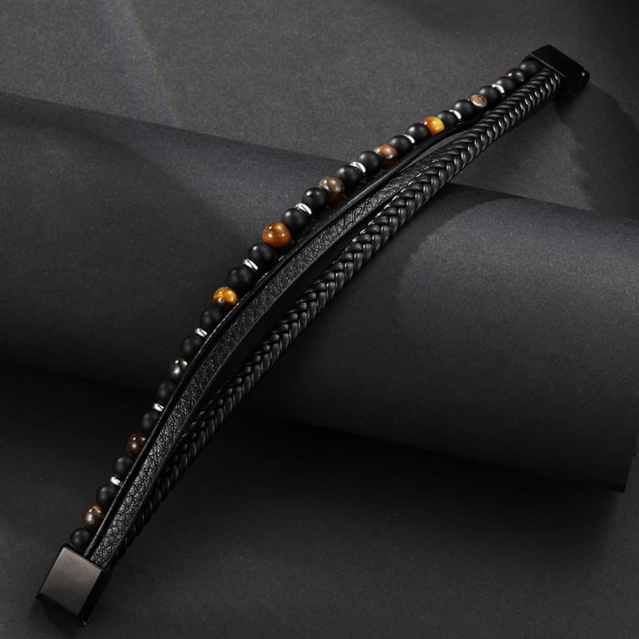 1 Paar Herrenarmbänder aus Leder im Retro-Stil der Ethnic-Serie Bild4