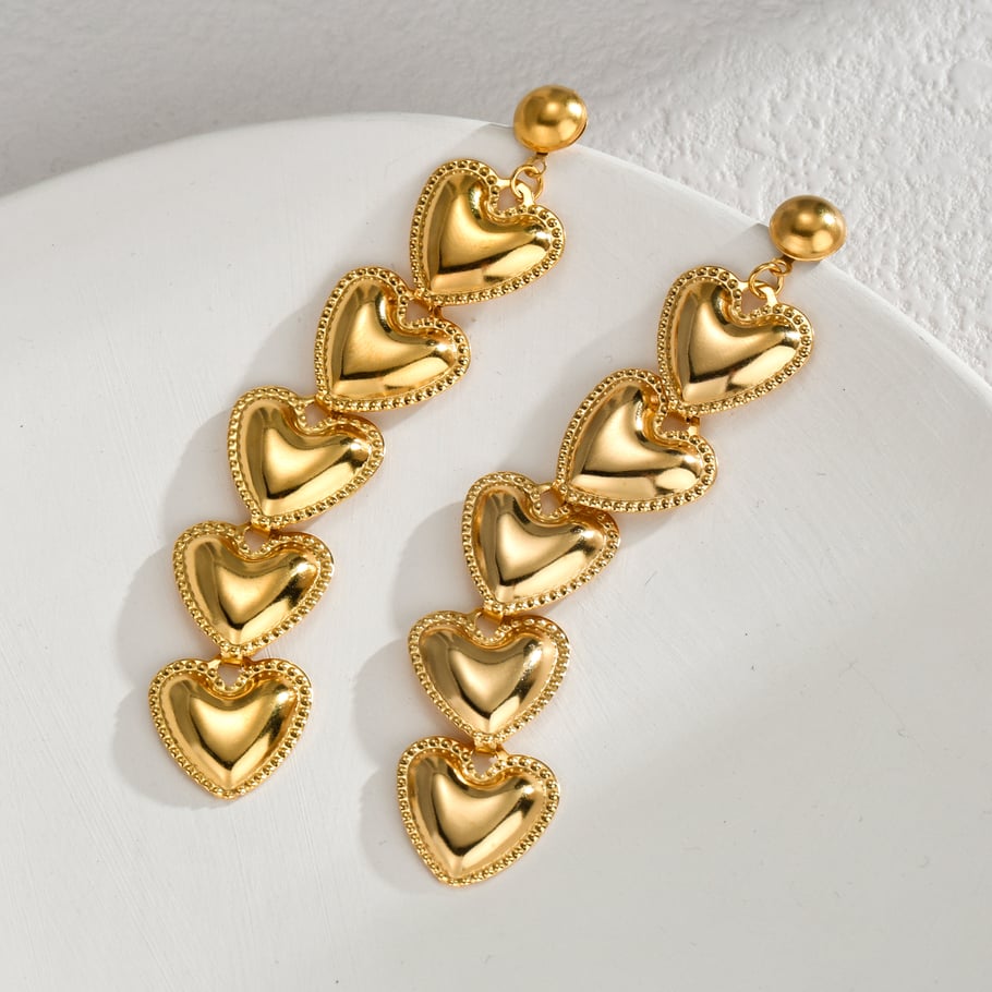 1 paire de boucles d&#39;oreilles pendantes rétro en acier inoxydable plaqué or 18 carats pour femme, série Simple Image2
