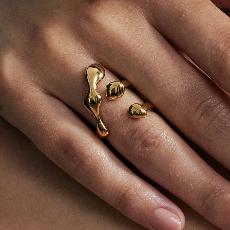 1 Pair Simple Series Simple Geometric Stainless Steel 18K Gold Plated Women Adjustable Rings Picture3