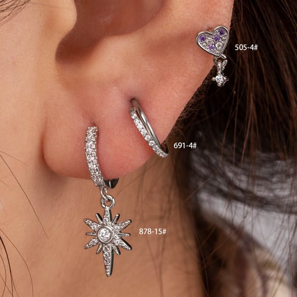 1 paire de boucles d&#39;oreilles à tige en forme de cœur classique, série simple, en cuivre sans placage, en zircone, pour femme 2
