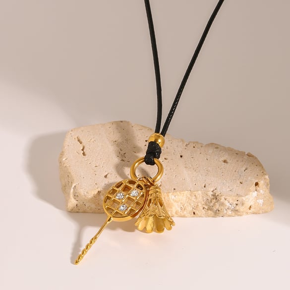 1 stuk Eenvoudige serie Casual geometrische roestvrijstalen 18K vergulde dames hanger kettingen 2