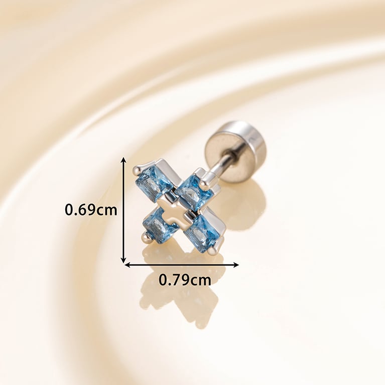 1 Pair Simple Series Simple Cross Titanium Steel No Plating Material Zircon Women Stud Earrings Picture6
