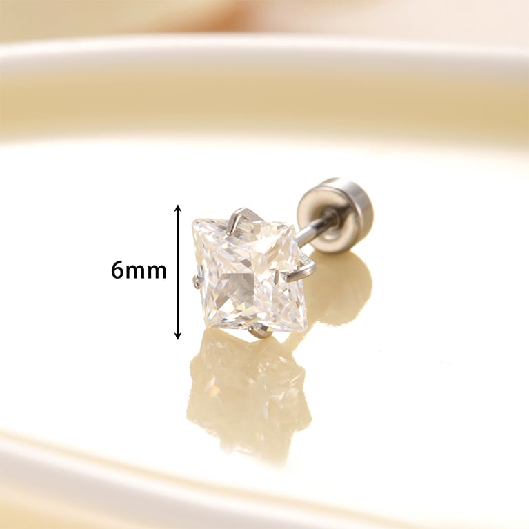1 Pair Simple Series Simple Geometric Titanium Steel No Plating Material Zircon Women Stud Earrings Picture4