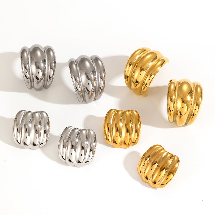 1 Pair Simple Series Simple Geometric Stainless Steel 18K Gold Plated Women Stud Earrings Picture4