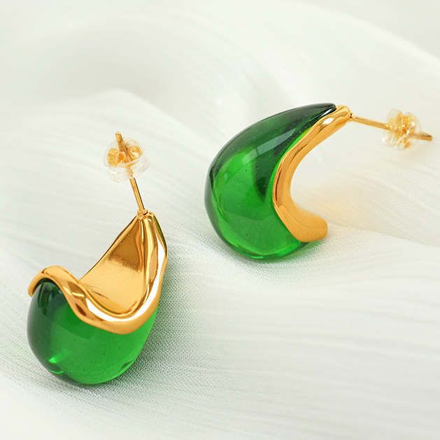 1 Pair Simple Series Retro Droplet Stainless Steel 18K Gold Plated Women Drop Earrings Picture7
