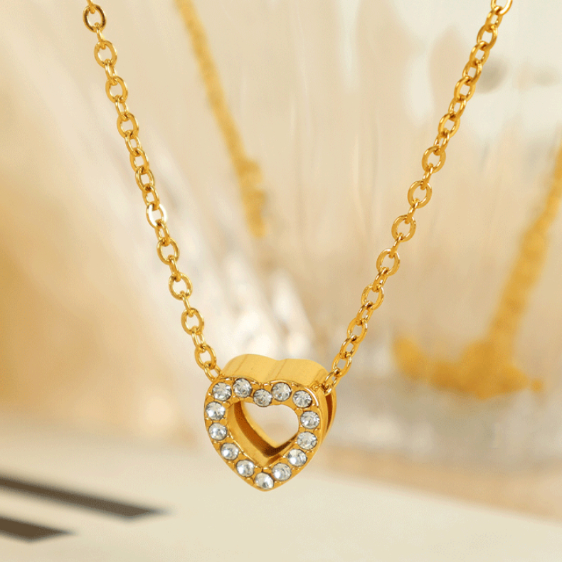 1 Piece Simple Series Simple Geometric Stainless Steel 18K Gold Plated Rhinestone Women Pendant Necklaces Picture8