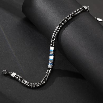 1 Paar Herrenarmbänder aus Edelstahl im Retro-Stil der Simple Series mit geometrischem Muster h5 Bild4