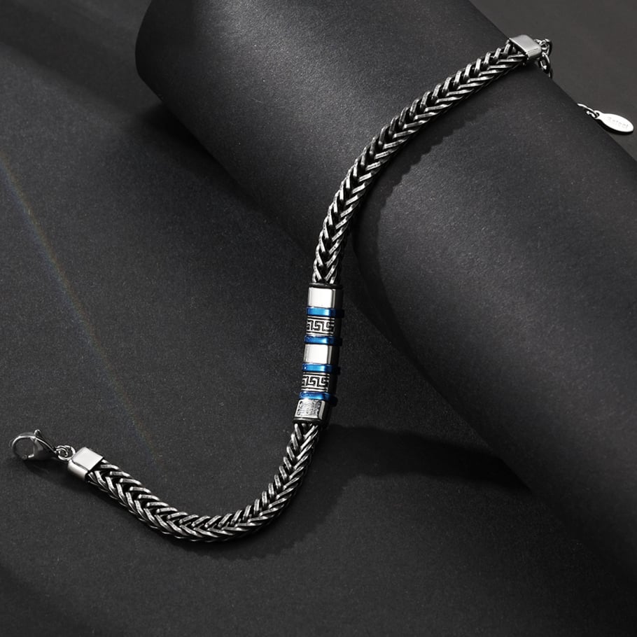1 Paar Herrenarmbänder aus Edelstahl im Retro-Stil der Simple Series mit geometrischem Muster Bild4