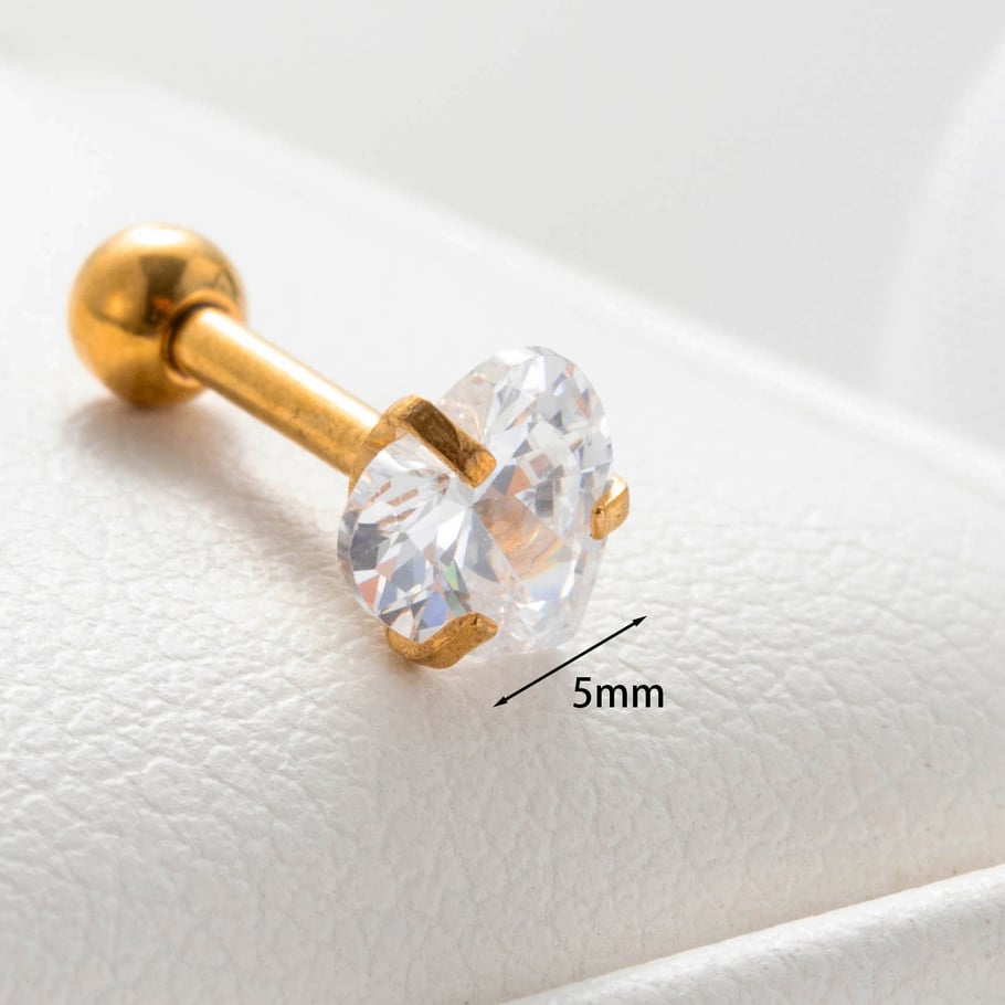 1 Pair Simple Series Simple Heart Titanium Steel No Plating Material Zircon Women Stud Earrings Picture4