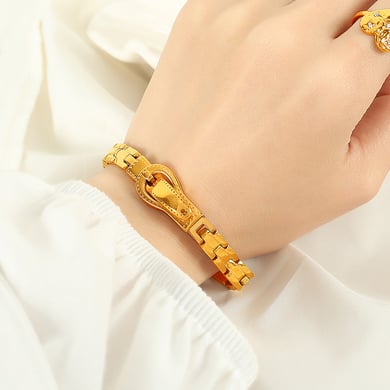 1 Stück Simple Series Klassische geometrische Edelstahl 18 Karat vergoldete Damen Armreifen h5 Bild6