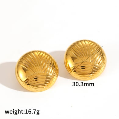 1 Pair Simple Series Casual Geometric Stainless Steel 18K Gold Plated Women Stud Earrings h5 Picture5