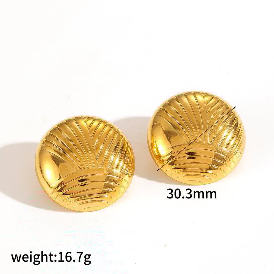 1 Pair Simple Series Casual Geometric Stainless Steel 18K Gold Plated Women Stud Earrings Picture5