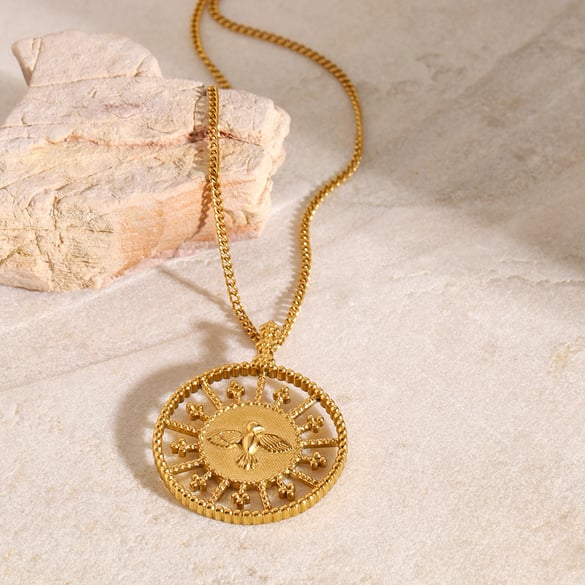 1 Piece Ethnic Series Retro Animal Stainless Steel 18K Gold Plated Women Pendant Necklaces 2