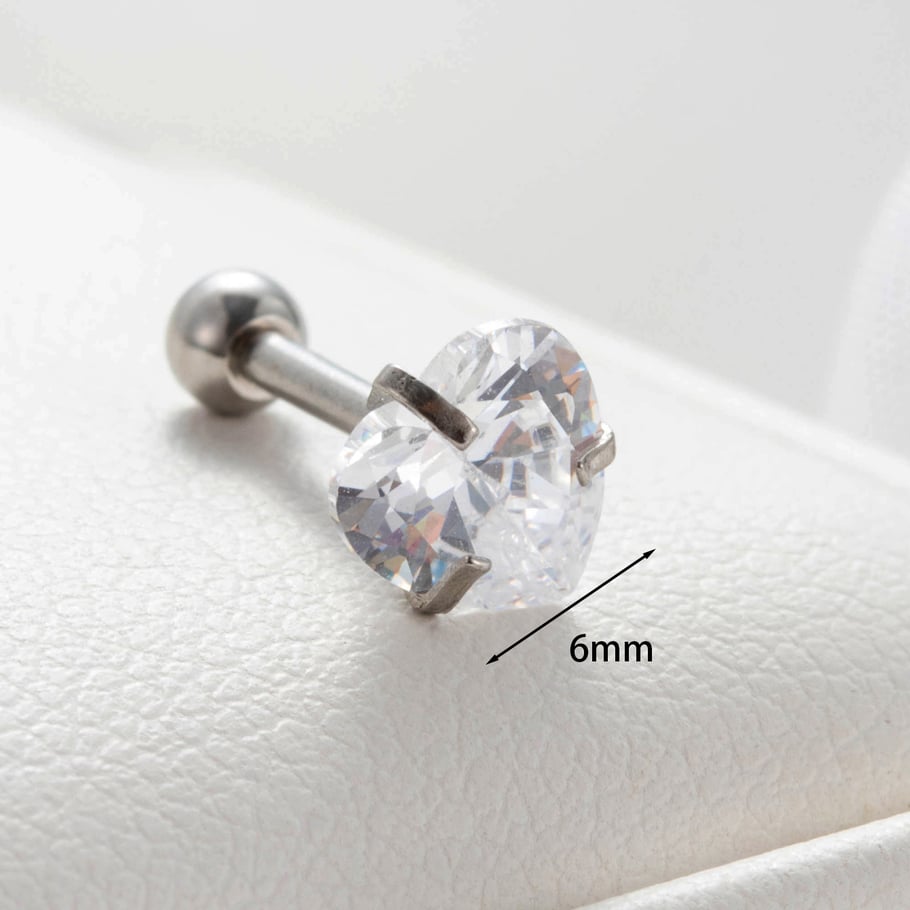 1 Pair Simple Series Simple Heart Titanium Steel No Plating Material Zircon Women Stud Earrings Picture5