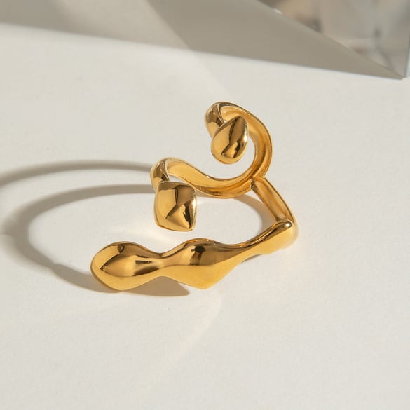 1 Pair Simple Series Simple Geometric Stainless Steel 18K Gold Plated Women Adjustable Rings