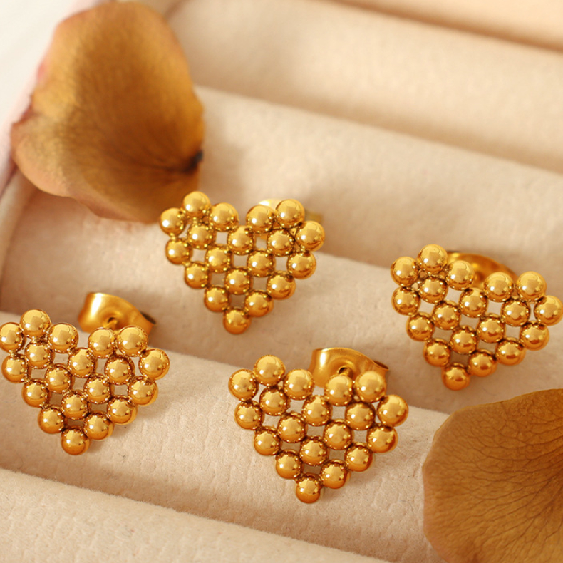 1 Pair Simple Series Simple Heart Stainless Steel 18K Gold Plated Women Stud Earrings Picture7