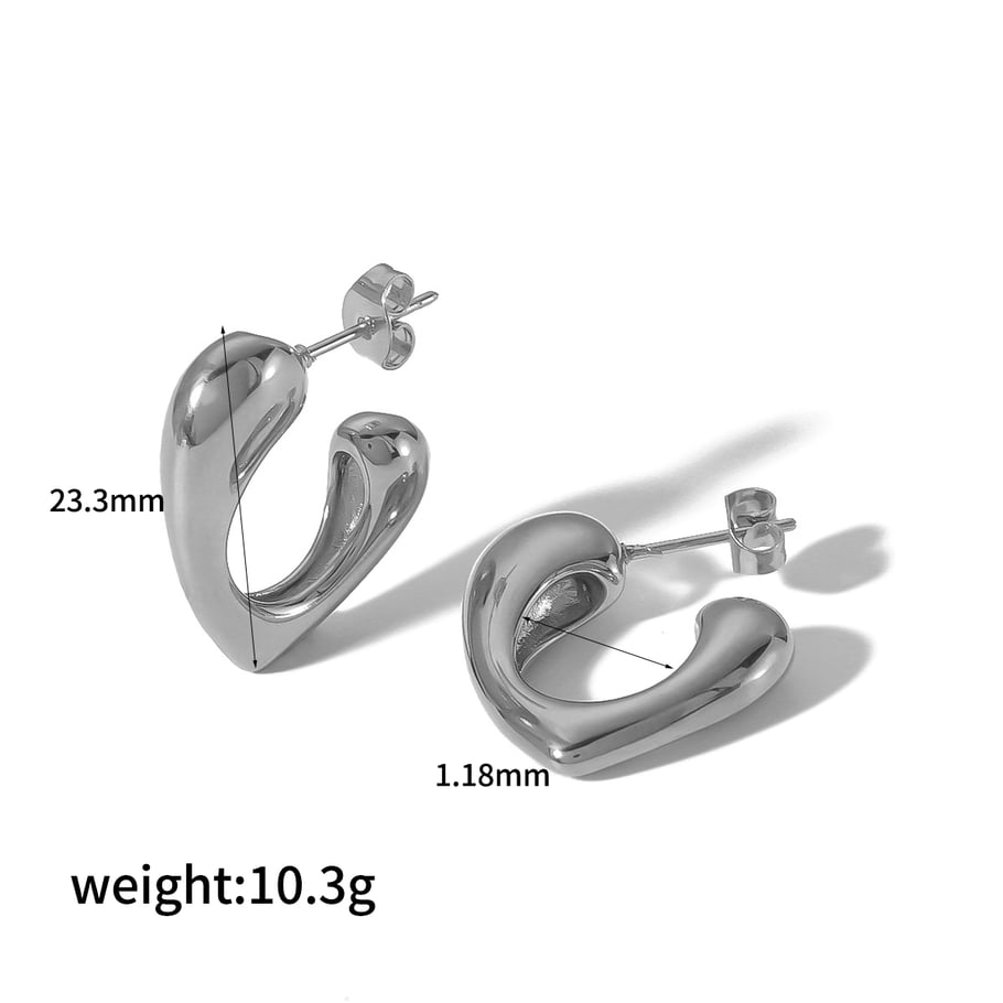 1 Pair Simple Series Daily Heart Stainless Steel 18K Gold Plated Women Stud Earrings Picture6