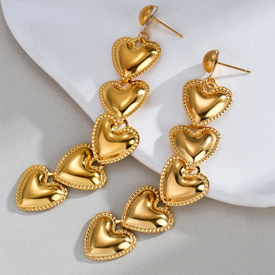 1 paire de boucles d&#39;oreilles pendantes rétro en acier inoxydable plaqué or 18 carats pour femme, série Simple Image4