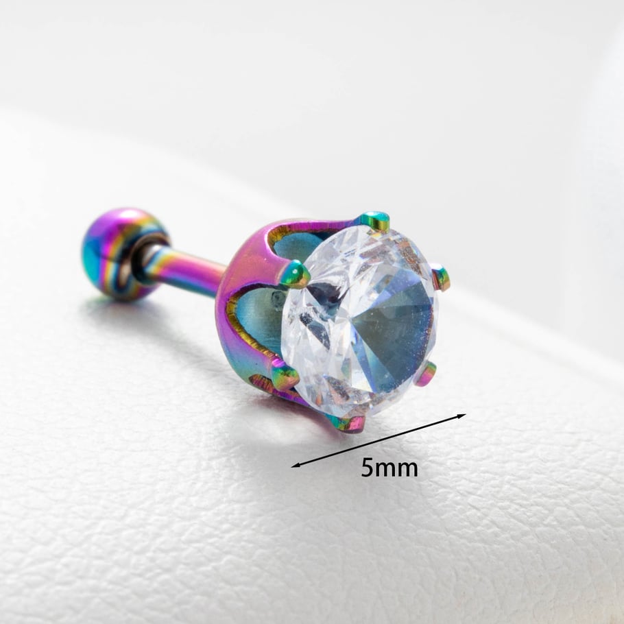 1 Pair Simple Series Classic Geometric Titanium Steel No Plating Material Zircon Women Stud Earrings Picture5