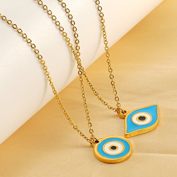 1 Piece Simple Series Classic Eye Titanium Steel 18K Gold Plated Women Pendant Necklaces