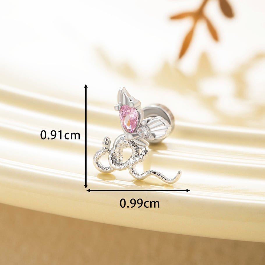 1 Pair Simple Series Classic Animal Titanium Steel No Plating Material Zircon Women Stud Earrings Picture4