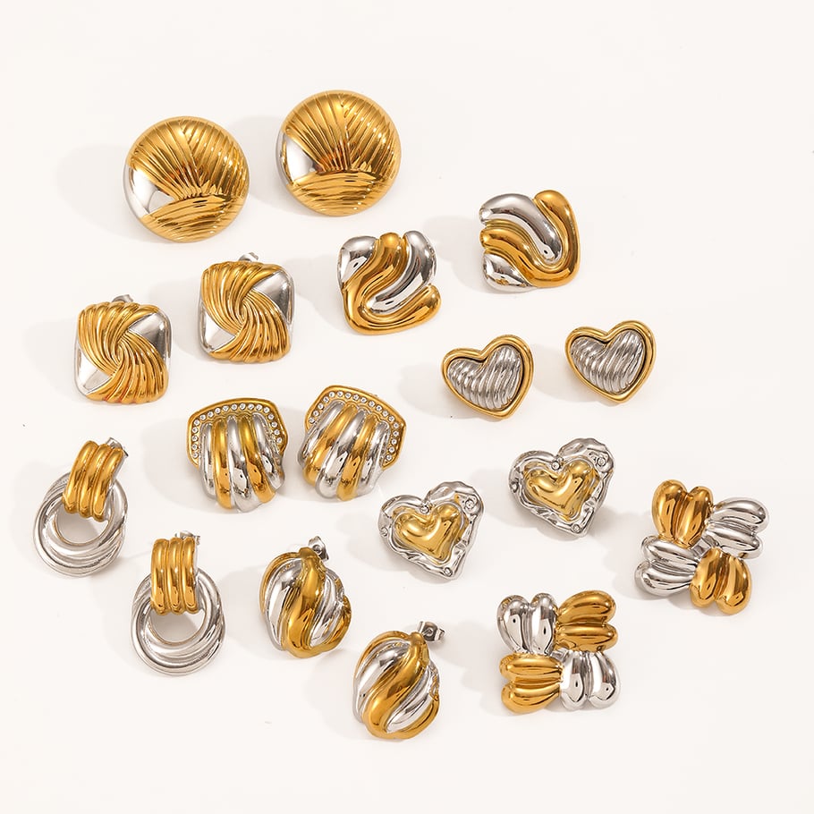 1 Paar Ohrstecker im geometrischen Stil der Classic-Serie aus Edelstahl mit 18 Karat Vergoldung für Damen Bild5