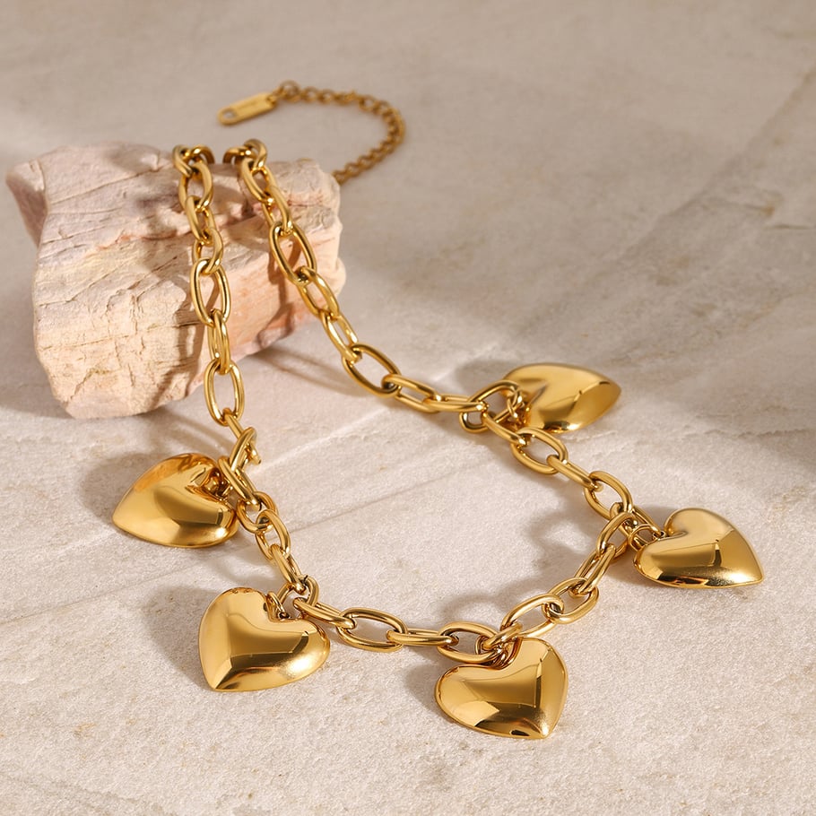 1 Piece Simple Series Sweet Heart Stainless Steel 18K Gold Plated Women Pendant Necklaces Picture4