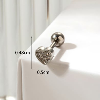 1 Paar Simple Series Klassische Herz Titan Stahl Kein Beschichtungsmaterial Zirkon Damen Ohrstecker h5 Bild4