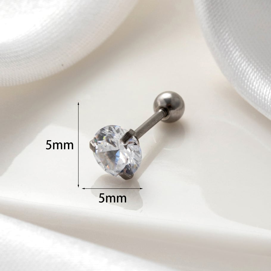 1 Paar Simple Series Klassische geometrische Titanstahl ohne Beschichtungsmaterial Zirkon Damen Ohrstecker Bild6