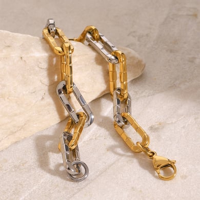1 Piece Simple Series Europe and America line Stainless Steel 18K Gold Plated Women Chain Bracelets h5 Picture6