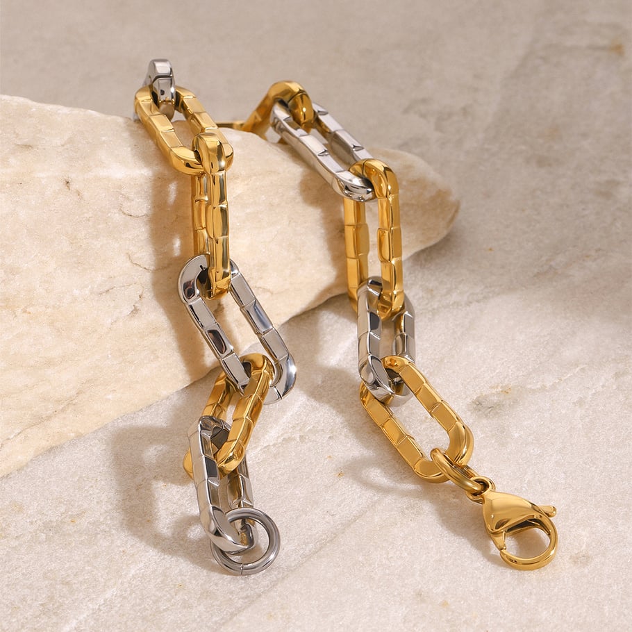 1 Piece Simple Series Europe and America line Stainless Steel 18K Gold Plated Women Chain Bracelets Picture6