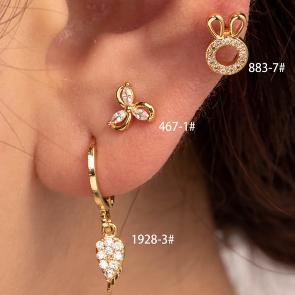 1 par de pendientes de botón de cobre con diseño de flor clásica de serie simple, sin chapado, con circonitas para mujer 2