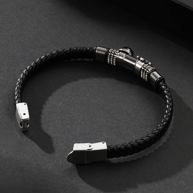 1 Paar Herrenarmbänder der ethnischen Serie im Retro-Stil mit geometrischem Leder und Naturstein h5 Bild3