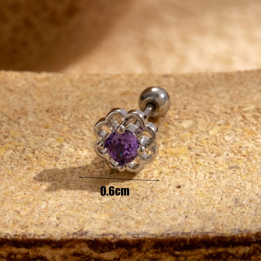 1 Pair Simple Series Classic Flower Titanium Steel No Plating Material Zircon Women Stud Earrings Picture6