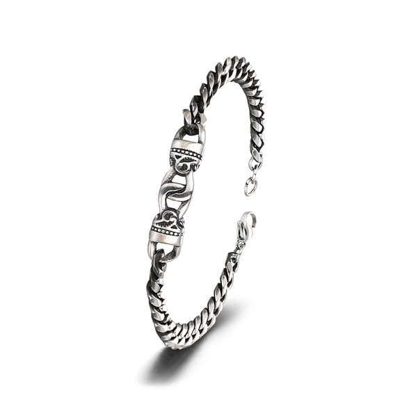 1 paire de bracelets rétro géométriques en acier inoxydable pour homme, série Simple 2
