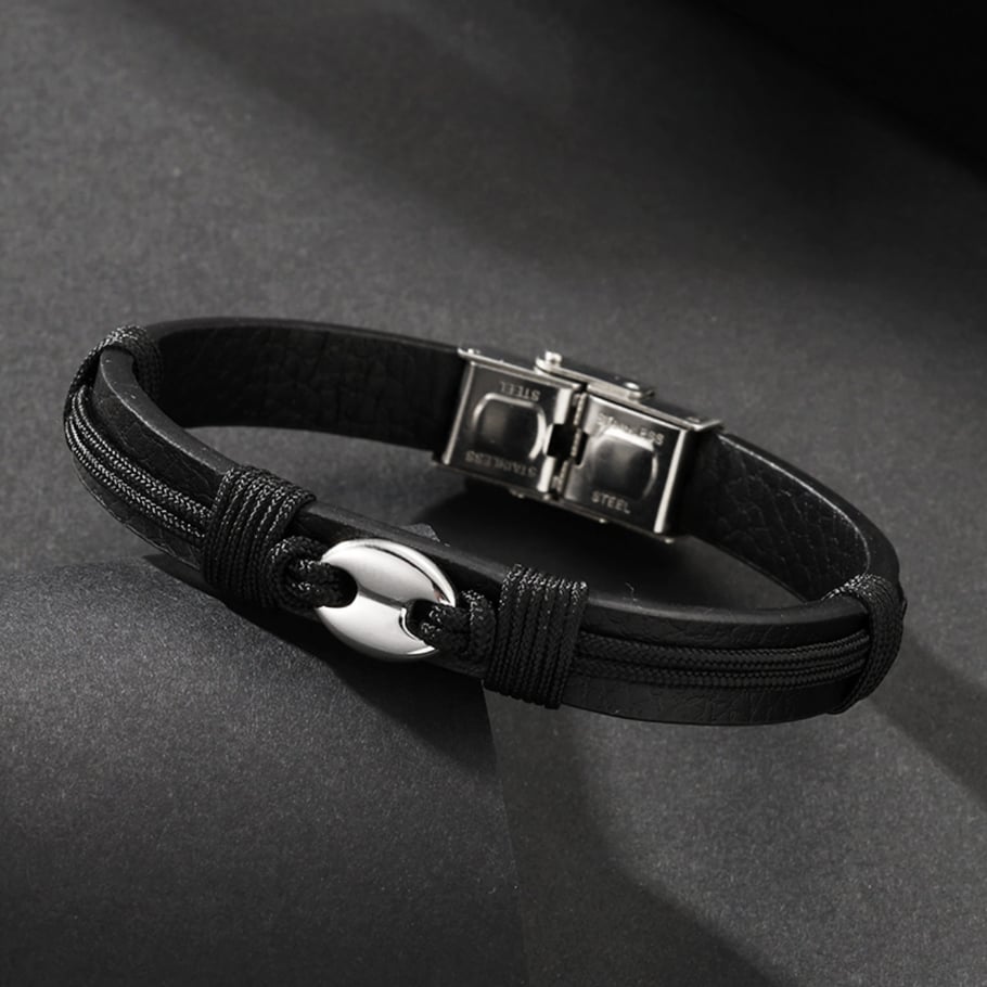 1 Paar einfache Serie lässige geometrische Lederarmbänder für Herren Bild4